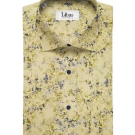 Combo of Raymond Pine Green Checks Trouser Fabric With Bombay Rayon Lemon Yellow 100% Cotton Printed Shirt Fabric (Unstitched)
