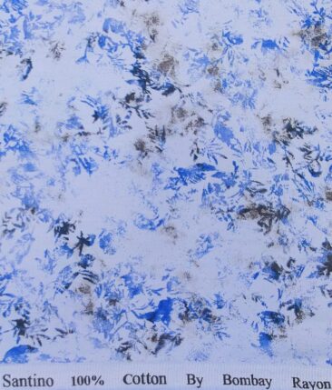 Combo of RaymondRoyal Blue Checks Trouser Fabric With Bombay Rayon Sky Blue 100% Cotton Printed Shirt Fabric (Unstitched)