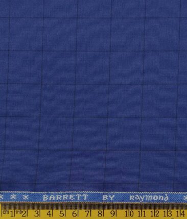 Combo of RaymondRoyal Blue Checks Trouser Fabric With Bombay Rayon Sky Blue 100% Cotton Printed Shirt Fabric (Unstitched)