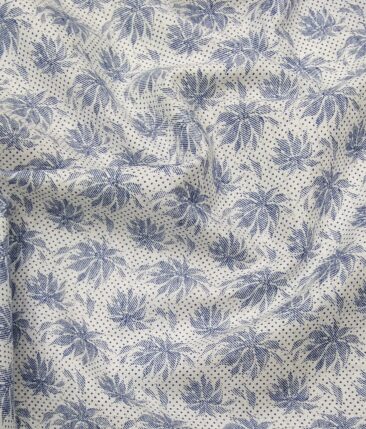 Combo of Raymond Aegean Blue Checks Trouser Fabric With Exquisite White 100% Cotton Blue Printed Shirt Fabric (Unstitched)
