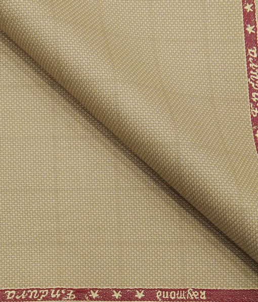 Combo of Raymond Beige Checks Trouser Fabric With Monza Brick Red 100% Cotton Printed Shirt Fabric (Unstitched)