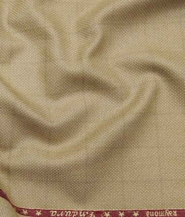 Combo of Raymond Beige Checks Trouser Fabric With Monza Brick Red 100% Cotton Printed Shirt Fabric (Unstitched)