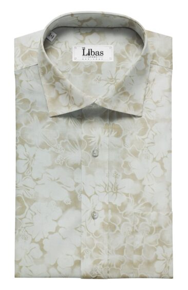 Combo of Raymond Beige Self Checks Trouser Fabric With Monza Off-White 100% Cotton Beige Printed Shirt Fabric (Unstitched)