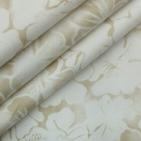 Combo of Raymond Beige Self Checks Trouser Fabric With Monza Off-White 100% Cotton Beige Printed Shirt Fabric (Unstitched)