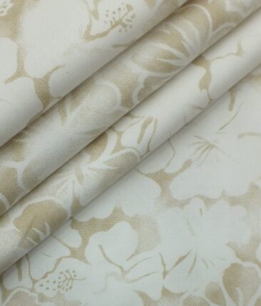 Combo of Raymond Beige Self Checks Trouser Fabric With Monza Off-White 100% Cotton Beige Printed Shirt Fabric (Unstitched)