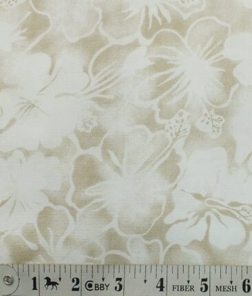 Combo of Raymond Beige Self Checks Trouser Fabric With Monza Off-White 100% Cotton Beige Printed Shirt Fabric (Unstitched)