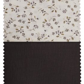 Combo of Raymond TechnoStretch Dark Brown Structured Stretchable Trouser Fabric With Monza Off-White 100% Cotton Printed Shirt Fabric (Unstitched)
