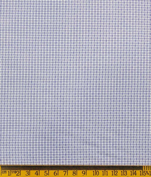Combo of Raymond Dark Blue Broad Checks Trouser Fabric With Exquisite White Cotton Blend Structured Shirt Fabric (Unstitched)