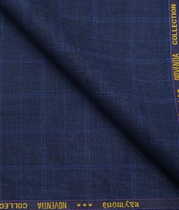 Combo of Raymond Dark Blue Broad Checks Trouser Fabric With Bombay Rayon White 100% Cotton Blue Paisley Print Shirt Fabric (Unstitched)