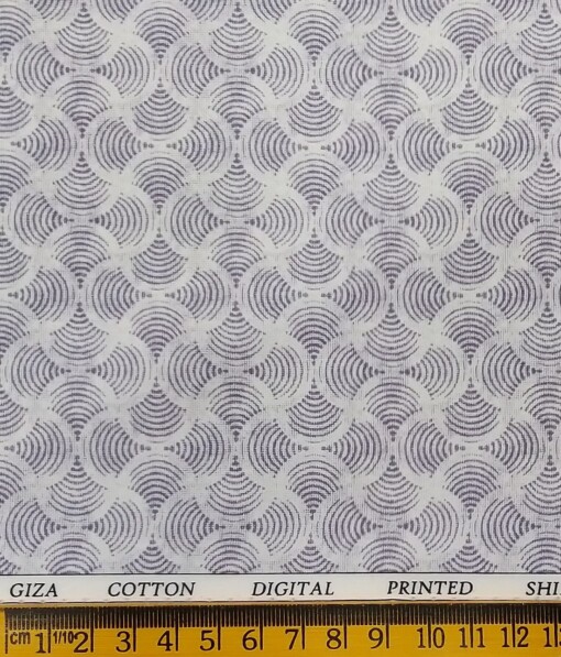 Raymond White 100% Giza Cotton Purple Print Shirting Fabric
