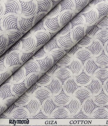 Raymond White 100% Giza Cotton Purple Print Shirting Fabric