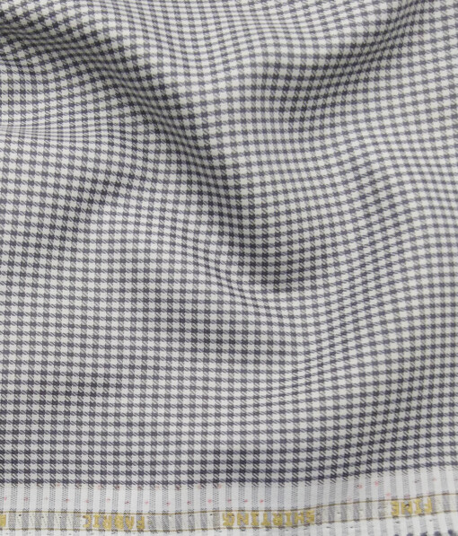 Raymond White Poly Cotton Light Grey Checks Shirting Fabric