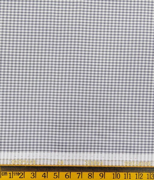 Raymond White Poly Cotton Light Grey Checks Shirting Fabric