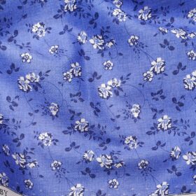 Raymond Blue 100% Giza Cotton Floral Printed Shirting Fabric