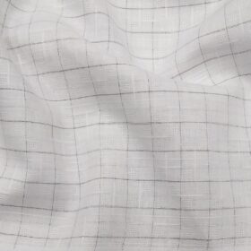 Raymond White Khadi Look Poly Cotton Grey Checks & Dobby Shirting Fabric