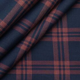 Soktas Blue 100% Giza Cotton Red Broad Checks Shirt Fabric (1.60 M)