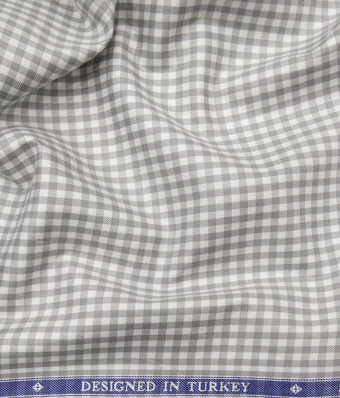 Soktas White 100% Giza Cotton Grey Checks Shirt Fabric (1.60 M)
