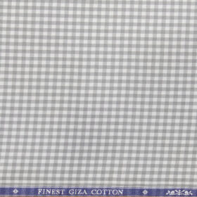 Soktas White 100% Giza Cotton Grey Checks Shirt Fabric (1.60 M)