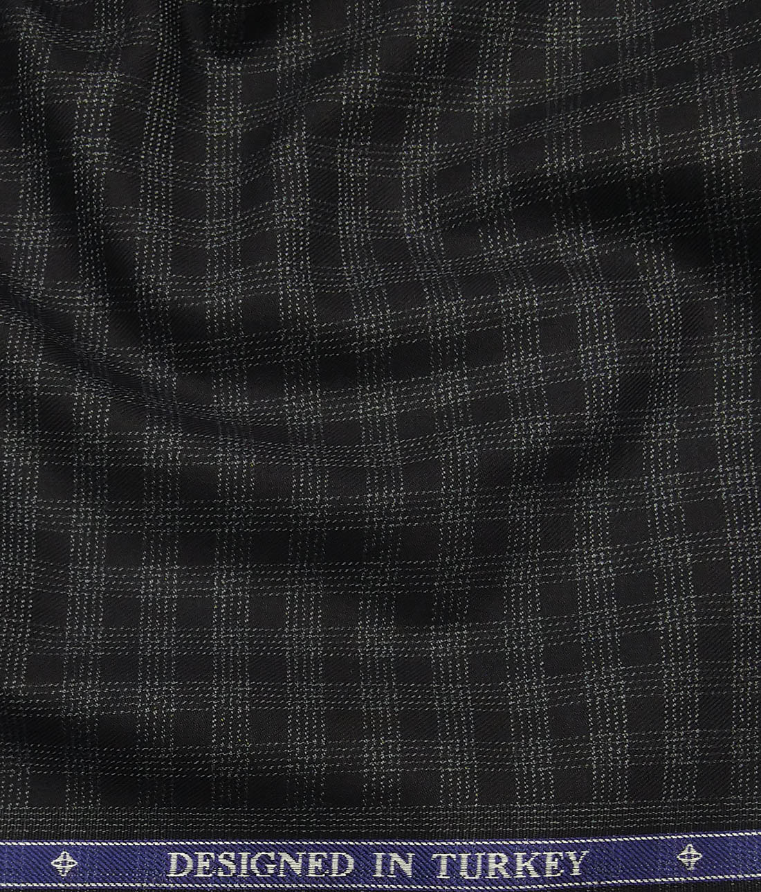 Soktas Black 100% Giza Cotton Grey Checks Shirt Fabric (1.60 M)