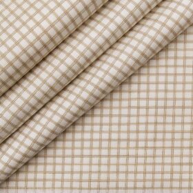 Soktas Cream 100% Supima Cotton Super 70's Light Brown Checks Shirt Fabric (1.60 M)