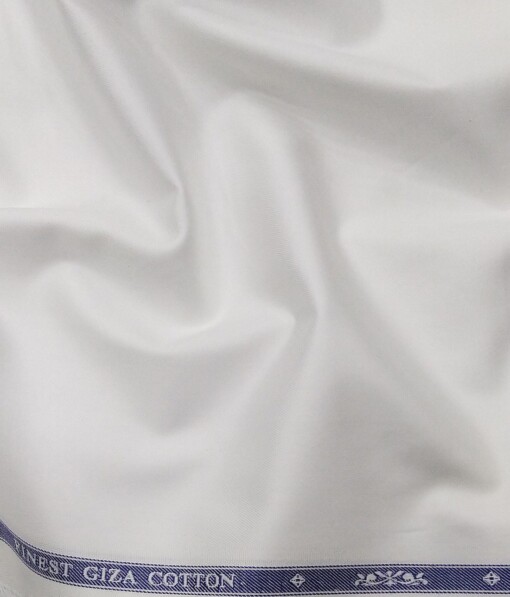 Soktas White 100% Egyptian Giza Cotton 2 Ply Solid Twill Weave Shirting Fabric