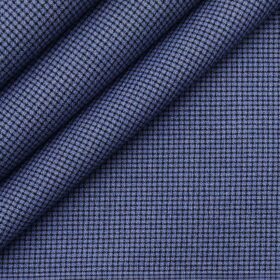 Soktas Blue 100% Giza Cotton Black Micro Checks Shirt Fabric (1.60 M)