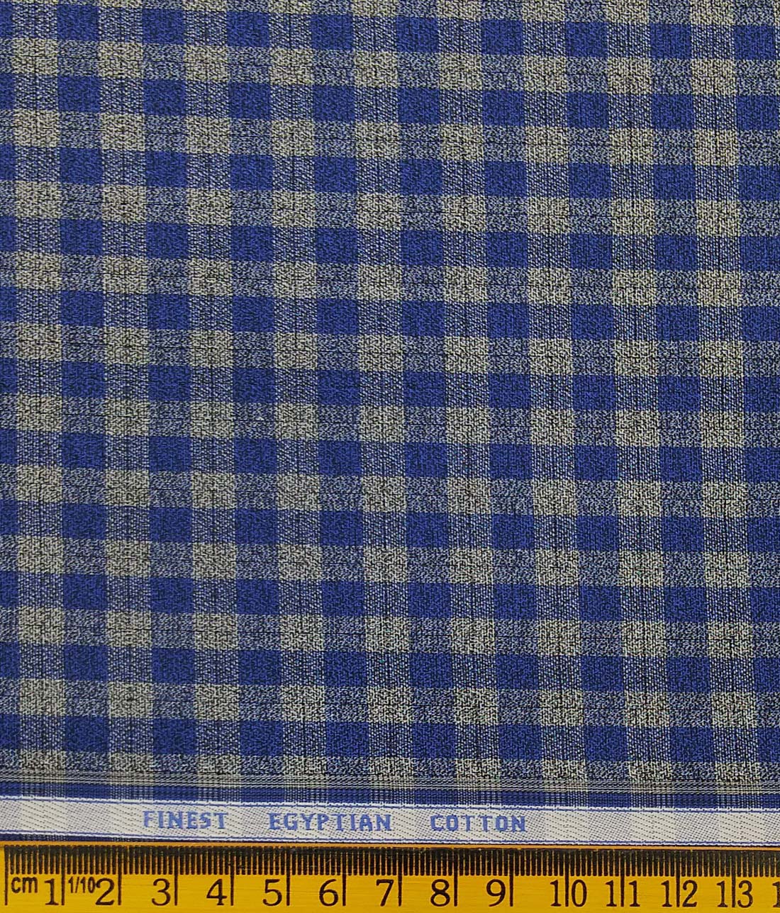 Soktas Blue & Light Grey 100% Giza Cotton Checks Shirt Fabric (1.60 M)