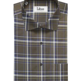 Soktas Brown 100% Giza Cotton Broad Checks Shirt Fabric (1.60 M)