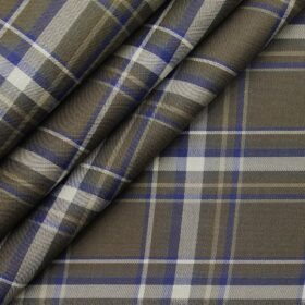 Soktas Brown 100% Giza Cotton Broad Checks Shirt Fabric (1.60 M)