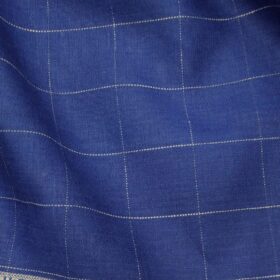 Linen Club Men's Genuine European Linen Royal Blue Broad Checks Unstitched Blazer Fabric (2 Meter)