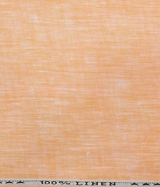 Linen Club Men's Cantaloupe Orange 40 LEA Pure Linen Self Design Unstitched Shirting Fabric (2.25 Meter)