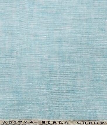 Linen Club Men's Arctic Blue 60 LEA Pure Linen Self Design Unstitched Shirting Fabric (2.25 Meter)