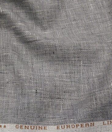 Linen Club Men's Blackish Grey 60 LEA Pure Linen Structured Unstitched Shirting Fabric (2.25 Meter)