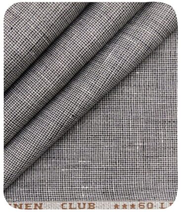 Linen Club Men's Blackish Grey 60 LEA Pure Linen Structured Unstitched Shirting Fabric (2.25 Meter)