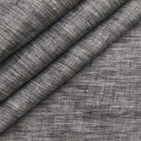 Linen Club Men's Grey 60 LEA Pure Linen Self Design Unstitched Shirting Fabric (2.25 Meter)