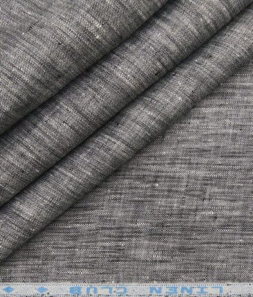 Linen Club Men's Grey 60 LEA Pure Linen Self Design Unstitched Shirting Fabric (2.25 Meter)