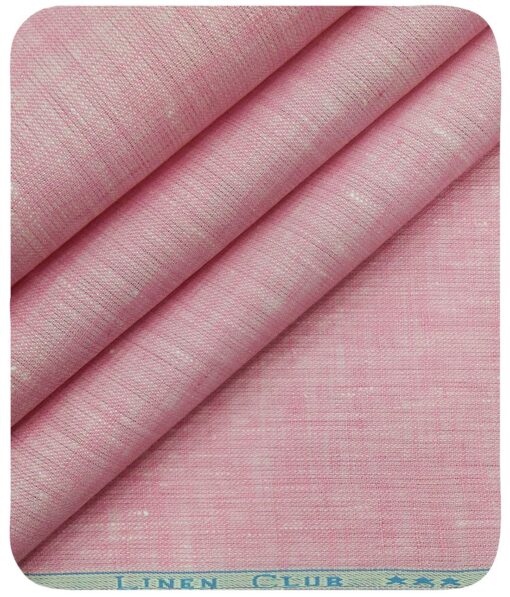 Linen Club Men's Rose Pink 60 LEA Pure Linen Self Design Unstitched Shirting Fabric (2.25 Meter)