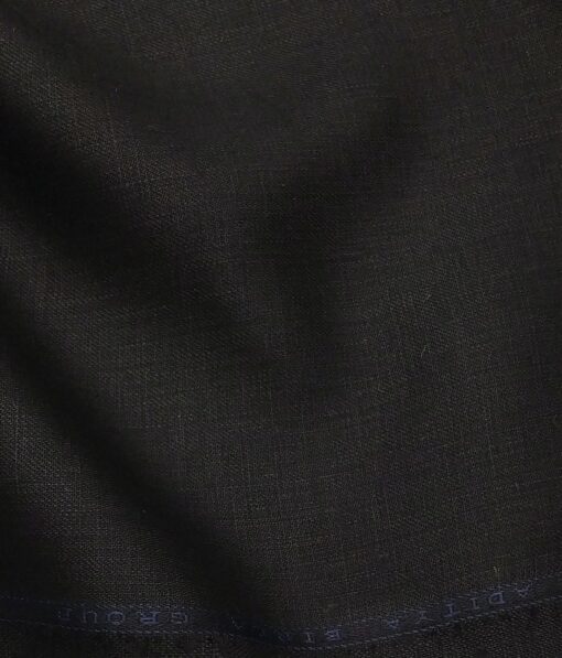 Linen Club Men's Pure 100% Linen Black Solid Unstitched Suiting Fabric