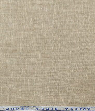 Linen Club Men's Pure 100% Linen Oat Beige Self Design Unstitched Suiting Fabric