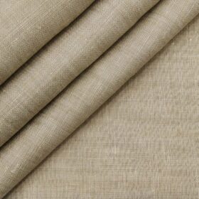Linen Club Men's Pure 100% Linen Oat Beige Self Design Unstitched Suiting Fabric