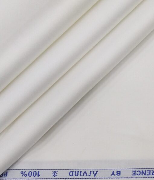 Arvind Men's White 100% Premium Cotton Solid Satin Shirt Fabric (1.60 M)