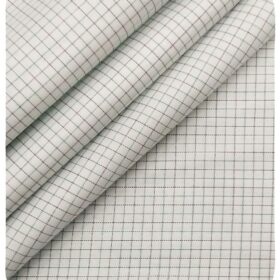 Arvind Men's White 100% Premium Cotton Green & Blue Checks Shirt Fabric (1.60 M)