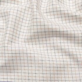 Arvind Men's White 100% Premium Cotton Green & Brown Checks Shirt Fabric (1.60 M)