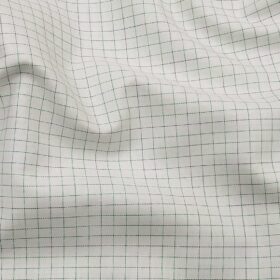 Arvind Men's Off-White 100% Premium Cotton Lime Green Checks Shirt Fabric (1.60 M)