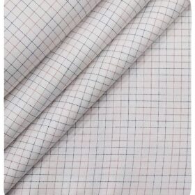 Arvind Men's Off-White 100% Premium Cotton Pink & Purple Checks Shirt Fabric (1.60 M)