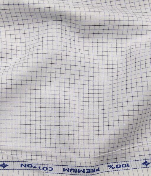 Arvind Men's White 100% Premium Cotton Purple & Black Checks Shirt Fabric (1.60 M)