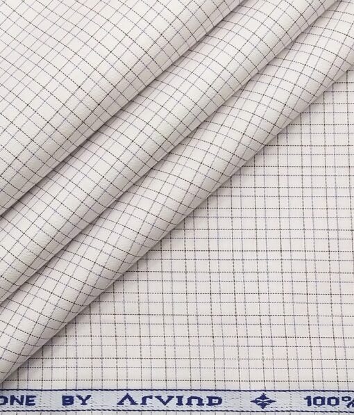 Arvind Men's White 100% Premium Cotton Purple & Brown Checks Shirt Fabric (1.60 M)