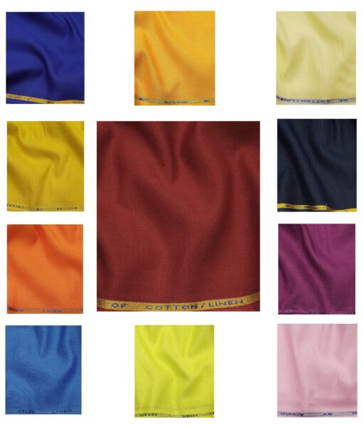 Arvind Men's Royal Blue 50% Cotton 50% Linen Self Design Shirting Fabric (2.25 Meter)