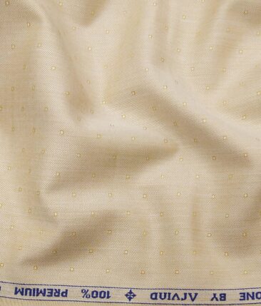 Arvind Men's Beige 100% Premium Cotton Self Dobby Shirt Fabric (1.60 M)