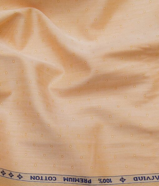 Arvind Men's Light Orange 100% Premium Cotton Self Dobby Shirt Fabric (1.60 M)